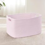 86L Large Baby Girls Laundry Basket for Nursery Storage,Cute Woven cotton Rope Baskets for Kids Toy，Gifts, Boho Square Wicker Blanket hamper for Living Room,Bedroom Dirty Clothes,Pink