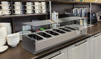 KoolMore SDC-6P-SG Condiment Prep Rail Station with Sneeze Guard, 59 Inch, Silver