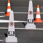 OrangeStar 3-Pack 28" No Parking Cones, Large 4-Sided Traffic Cones with Heavy Rubber Base for Parking Lot Control, Safety, Driveway | Indoor Outdoor Use