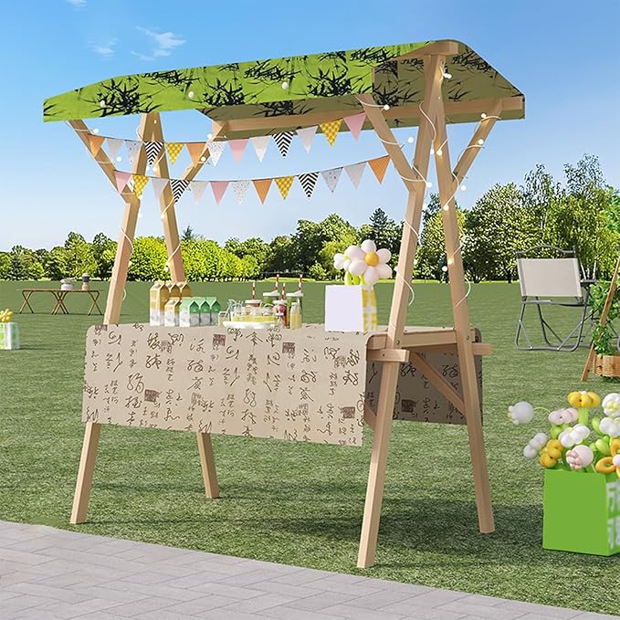 Outdoor Vendor Cart, Portable Cart with Canopy, Movable Stall Display Stand, Foldable Vending Stand Kiosk Display Trolley with Canopy, for Market, Street Food, Events(Green 5,120cm/47.2in)
