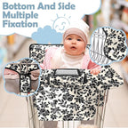 Shopping Cart Cover for Baby 2-in-1 High Chair Cover with Safety Harness Multifunctional Black Flowers Cart Covers for Babies Soft Padded Grocery Cart Cover for Baby Boy Girl