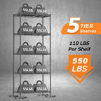Storage Shelves,21.3" W x 11.8" D x 58.5" H Wire Shelving Unit Loads 550LBS,5-tier Adjustable Metal Utility Shelf,Garage Shelves with Liner and Hooks,Home Storage Rack for Kitchen,Laundry,Pantry