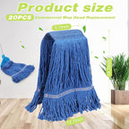 20 Pieces Commercial Mop Head Bulk Replacement Floor Cleaning Refills Heavy Duty Commercial Wet Mop Heads for Home Industrial Cleaning