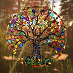 Colorful Tree Acrylic Ornament with Hanging Rope Chain Acrylic Wall Hanging Decoration for Window Door Display