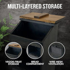 Peaceful Classics Wooden Bread Bin, Decorative Onion Storage Bin, Wooden Vegetable Bin w/Lid for Kitchen Pantry, Mocha
