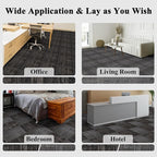 Carpet Tiles 20x 20 Inch, Floor Square Carpet Tiles, Indoor Outdoor Carpet Tile for Home Basement Commercial, Black & Grey-24 Tiles/64.5 Sq.Ft per Box