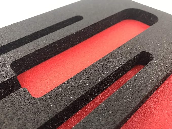 5S TOOL BOX SHADOW FOAM ORGANIZERS (2 COLOR) FITS CRAFTSMAN WATERLOO and HUSKY TOOL CHESTS (10.625" x 22.25", Black Top/Red Bottom)