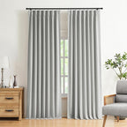 Vision Home Light Grey Pinch Pleated Full Blackout Curtains Linen Blended Room Darkening Curtain Panels 108 inch for Living Room Bedroom Thermal Insulated Pinch Pleat Drapes with Hooks 40" Wx108 Lx2