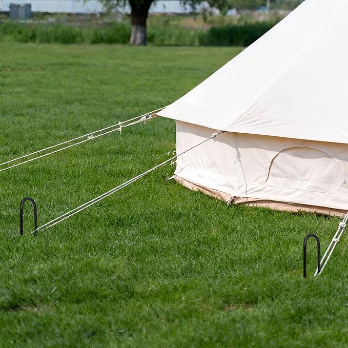 U Shaped Trampoline Stakes, Black Steel, 12 Inch, 20 Pack, Ground Anchors for Tents, Position Kits, Fences