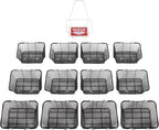 12Pcs Metal Shopping Baskets, Stackable Shopping Cart with Handles, Portable Grocery Basket for Supermarket, Store, Home Storage, Black