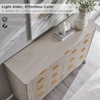 T4TREAM Fluted 9 Drawers Dresser, 54" Wide Modern Chest of Drawers, Curved Profile Design, Dresser TV Stand, Wood Drawer Organizer for Bedroom, Living Room, Hallway, White Alder