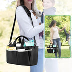 Trunab Water Bottle Carrier with Drawstring Buckle, 32/40 oz Cup Holder Bag with Detachable Divider, 3 Cup Carrier with Adjustable Shoulder Strap