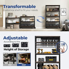 HOMEDANT House 5-Tier Metal Rolling Cart Shelf Rack Casters Heavy Duty Laminated Wheel Shelving Unit Adjustable Utility Storage Shelves Organizer Shelf Kitchen Garage (3, (L) 48.1" W, Black)
