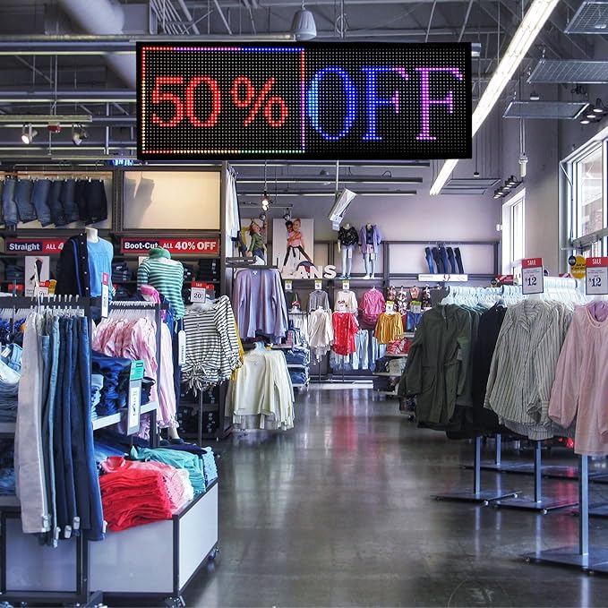 Custom Programmable LED Signs Outdoor for Business Store, WIFI Control Scrolling LED Sign Electronic Message Board Display Screen, Waterproof IP65 RGB Full Color P10 40’’x 14’’
