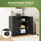 5 Drawer Metal Storage Cabinet, Mobile Office Storage Cabinet, Printer Stand with Storage, Craft Cabinet Dresser Chest for Home Office (Black)