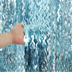 4 Pack Wavy Blue Foil Fringe Curtain 3.3x6.6 Feet | Blue Streamers Tinsel Backdrop for Under The Sea Party Decorations | Ocean Backdrop | Mermaid Birthday Decorations
