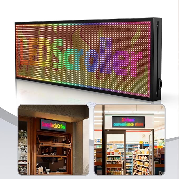 ‌Kochenkore P10 Programmable LED Sign, 63"x14" Scrolling Display, Waterproof Outdoor Digital Signage with WiFi Control, Indoor RGB Advertising Message Board for Business & Store Signs