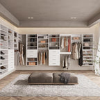 ROOMTEC 19.5" Tall Hanging Closet Unit, Modular Closet System with Hanging Rod, Wardrobe Organizer for Bedroom or Walk-in Closet, Wall Mounted, Customizable Clothes Storage Unit, White