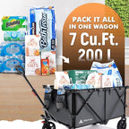 Hikenture Collapsible Wagon - 330LBS Capacity, Extra Large Foldable Wagon with All-Terrain Wheels, Utility Beach Cart for Outdoor Garden