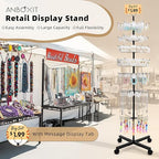 Retail Display Stand, Rotating Display Rack for Earring Keychains Jewelry Vendor Events & Stores, 7 Tier Movable and Adjustable 1 PCS - Black