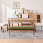 Rowill 53 Inch Long Entryway Bench for Bedroom End of Bed, Dining Room Bench with Upholstered Padded Seat and Solid Wood Leg for Kitchen, Living Room, Indoor and Hallway, Green