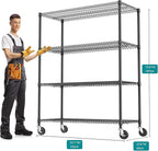 4 Tiers Shelf 2640 lbs Steel Storage Shelving Utility Shelving Unit Steel Organizer Wire Rack for Home,Kitchen,Office,Garage Black 23.6" D x 53.1" W x 73.6" H