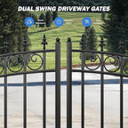 ZUMI Dual Swing Driveway Gates, 12x6 ft. Outdoor Steel Swing Gates for Driveway, Heavy-Duty Driveway Fence Gates for Home Security, Weatherproof Iron Security Gate Kit for Outdoor, Sydney Style