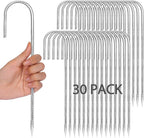 CEWOR 30 Pack 12 Inch Rebar Stakes, J Hook Galvanized Ground Stakes Heavy Duty Chain Link Fence Stakes Metal Ground Anchors for Tent Camping, Trampoline, Outdoor Garden Decorations