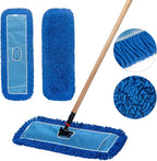 Matthew 24'' Microfiber Loop Dust Mop Washable Commercial&Residential Heavy Duty Mop Head Replacement Premium Absorbent Industrial Dust Mop Refill Pads for Hardwood, Office,Garage and Hotel -3Pack