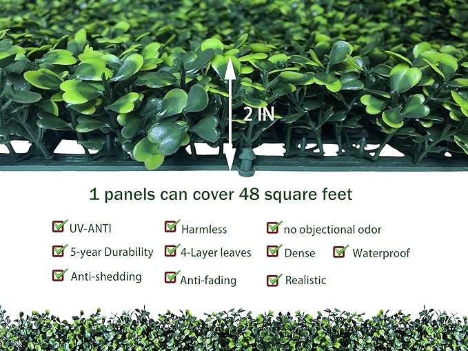 Artificial Ivy Privacy Fence Wall Screen: 4FT X 12FT (48 sqft) UV-Anti Faux Boxwood Roll Panels Greenery Backdrop Ivy Vine Leaf Hedges for Indoor Outdoor Green Decor