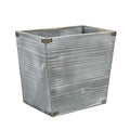 VERGOODR Grey Farmhouse Style Torched Wood Trash Can Waste Bin with Decorative Metal Brackets Trash Can for Bedroom,living room, Bathroom & Office (Gray)