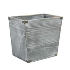 VERGOODR Grey Farmhouse Style Torched Wood Trash Can Waste Bin with Decorative Metal Brackets Trash Can for Bedroom,living room, Bathroom & Office (Gray)