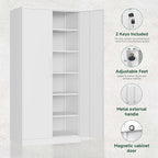 Letaya Metal Storage Cabinet with Lock Door Adjustable Shelf,72" Steel Lockers for Office, Home,School,Kitchen,Garage Tool Utility Cabinet (2 Door-White)