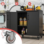 Metal Tool Storage Cabinet for Garage,Mobile Heavy Duty Garage Tool Chests & Cabinets with Lockable Doors,Black Rolling Tool Cabinets with Wheels,Assembly Required