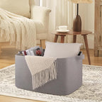 Extra Large Blanket Basket, 24" x 16.9" x 14.2" Woven Storage Basket for Living Room, Rectangle Nursery Blanket Storage for Toys, Towels, Dirty Clothes (Light Grey)