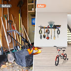 Garage Tool Organizer Wall Mount, 48 Inch Adjustable Garage Tool Storage Rack, Heavy Duty Garden Tool Organizer Rack, Yard Tool Organizer System for Rake Shovel Broom Mop Wall Holder