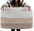OIAHOMY Large Blanket Basket, 22”x17”x12” Rectangle Woven Baskets, Nursery Blanket Storage Living Room, Toy Storage With Handle, Large Baskets for Organizing-Gradient Yellow