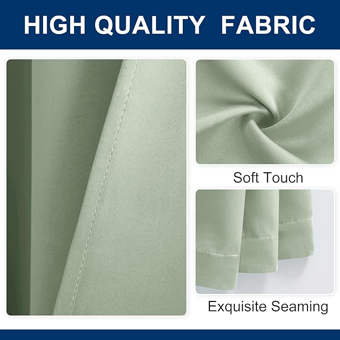 Hiasan Blackout Patio Sliding Door Curtain Extra Wide Thermal Insulated Blind Privacy Room Divider Curtain with Back Tab & Rod Pocket for Bedroom Partition Glass Door (100 x 84 Inches, Bean Green)