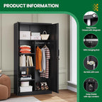 Broom Closet with Lock, Metal Storage Cabinet 36" Wide, 5-Tier Steel Utility Cabinet with Hanging Rod & Doors for Garage, Laundry Room, Warehouse Storage