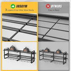 Power Tool Organizer Wall Mount, 3-Tier Tool Storage Rack with 8 Drill Holders, 300LBS Load Heavy Duty Cordless Tool Shelf for Garage Organization, Gift for Men