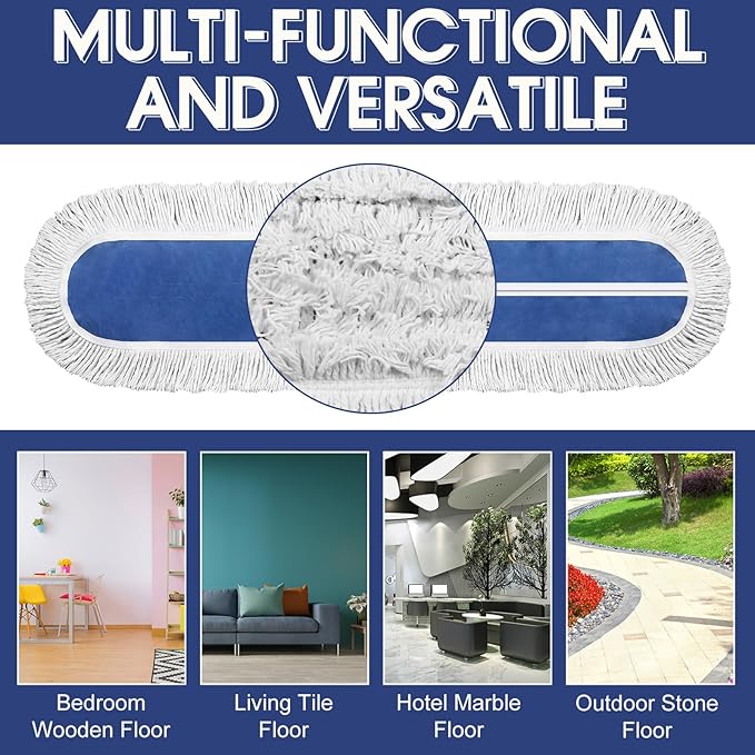 10 Pack 36" Commercial Dust Mop Replacement Heads Reusable Washable Cotton Dusting Pads Compatible with Industrial Dust Mop for Commercial Floor Cleaning and Janitorial Supplies Gym Office