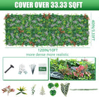 Grass Wall, Artificial Monstera Boxwood Panels 40"x120"(33.33 SQFT), Privacy Hedge Fence Screen with UV Protection, Greenery Backdrop for Indoor Home Wedding Decor and Outdoor Patio Backyard
