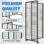 Grid Wall Panels, Grid Wall with Wheels,4x5.5Ft Gridwall Panel Display Stand,Sturdy Art Display Panels, Grid Display Stand, Black