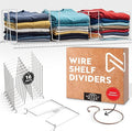 Tall White Wire Shelf Dividers for Closet Organization – Sturdy and Easy Set-Up Closet Shelf Dividers with Bonus Rose Gold Hanger (12 inch Wire Shelves, 16-Pack)
