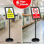 6-Packs Sign Holder Stand for Display 11x17 Inch - Adjustable Floor Standing Sign Holder - Pedestal Poster Stand with Vertical & Horizontal View, Indoor/Outdoor Business & Store Signage(Black)