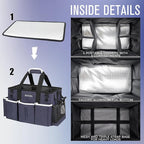 Wearable Caddy Bag, Cleaning Supplies Organizer With Handle & Shoulder Straps for Housekeepers, Under Sink & Car Tool Organizers With 4 Foldable Divider (NavyBlue)