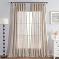 MYSKY HOME Extra Long Curtains for Living Room, 102 Inch Length Semi Sheer Curtains Soft Cotton Fabric Boho Window Drapes Light Filtering Backdrop Panels Pinch Pleated, 40 x 102 in, Taupe, 2 Pieces