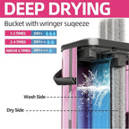 Flat Mop and Bucket for Home with Extra Refills, Stainless Steel Mop and Bucket with Wringer, Hands-Free Mop, Wet and Dry Use Mop with Long Handle (Purple)