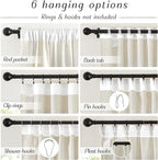 NICETOWN Natural Linen 132 inch Semi Sheer Curtains, Back Tab & Rod Pocket with Pleat Tab Privacy Added with Light Filtering Window Treatments for Living Room, W52 x L132, 2 Panels