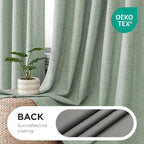 Joydeco Pinch Pleated Curtains - 100% Blackout for Bedroom, Sage Green Linen Curtains 40" W x 90" L, Thermal Insulated 2 Panels Light Blocking Drapes, Back Tabs for Living Room